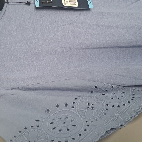 Gap Women's Eyelet Short Sleeve Shirt in English Manor Blue Sz Large - Picture 7 of 9